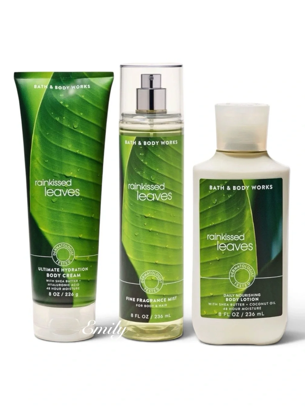 Bath & Body Works RAINKISSED LEAVES Body Care Trio
